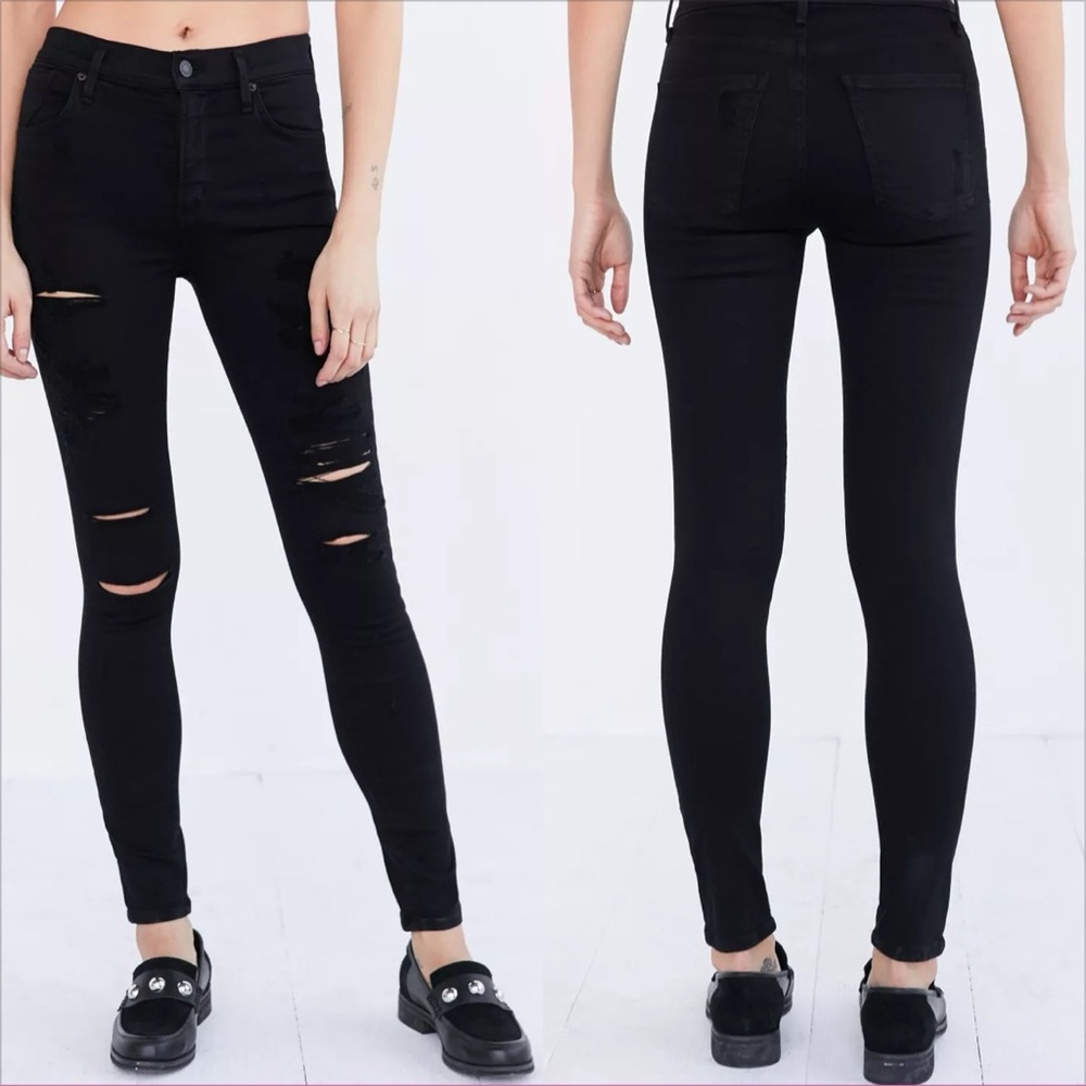 Agolde Sophie Distressed Skinny Jeans in Black